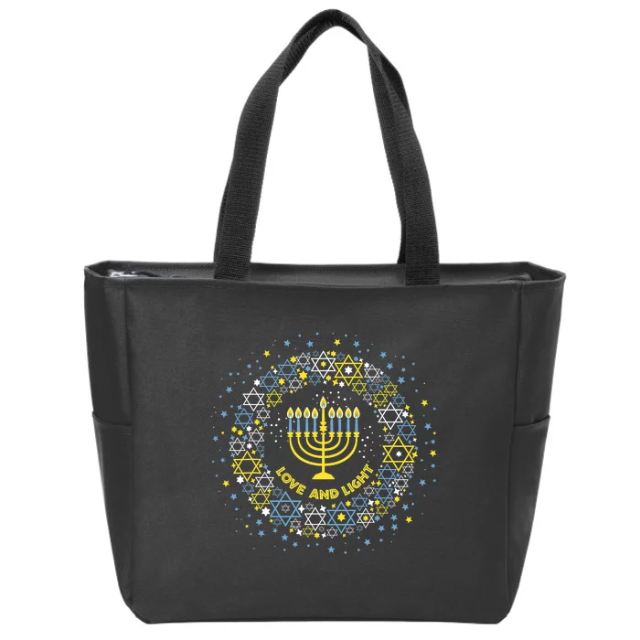 Love And Light Hanukkah Jew Menorah Jewish Chanukah Zip Tote Bag