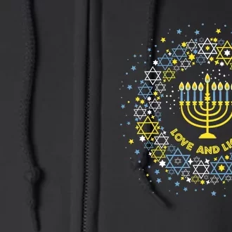 Love And Light Hanukkah Jew Menorah Jewish Chanukah Full Zip Hoodie