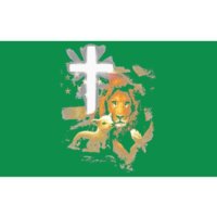 Lion And Lamb Cross Jesus Christ Bumper Sticker