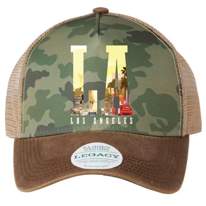 Los Angeles LA Skyline Vintage California LA Legacy Tie Dye Trucker Hat