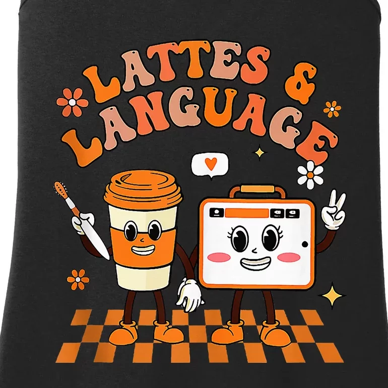 Lattes And Language Speech Therapy Sped Teachers SLP Fall Ladies Essential Tank