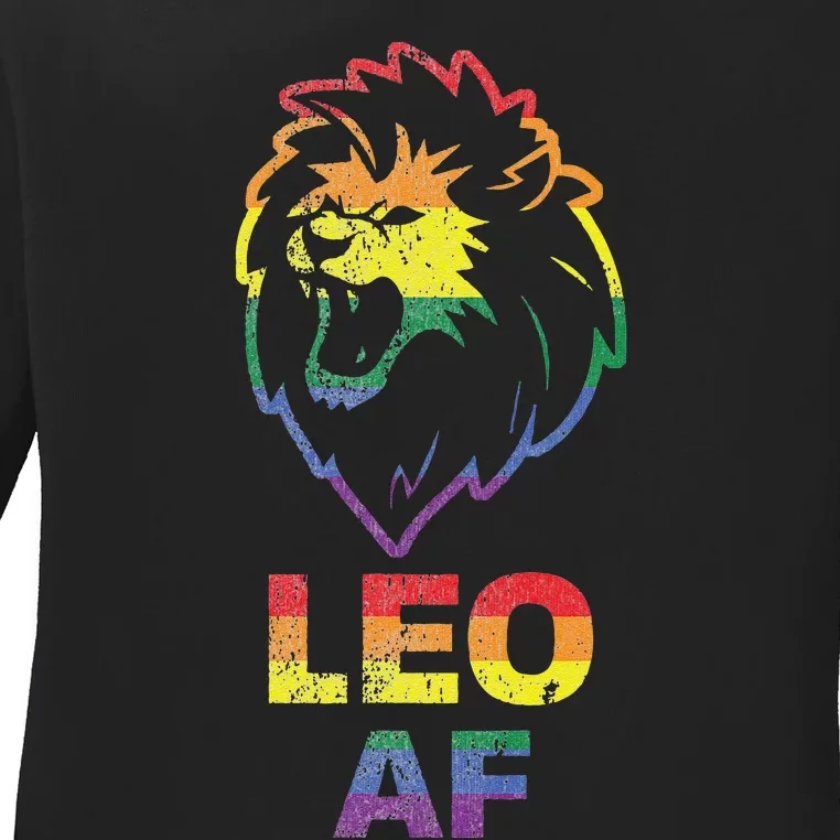 Leo AF Lion LGBT For August And July Birthday Gift Ladies Long Sleeve Shirt