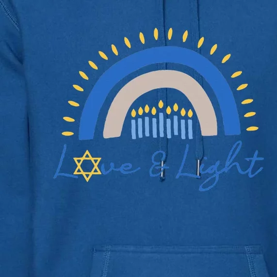 Love and Light Hanukkah Jew Menorah Jewish Chanukah Premium Hoodie