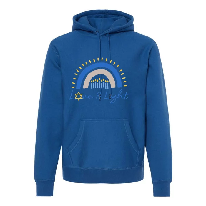 Love and Light Hanukkah Jew Menorah Jewish Chanukah Premium Hoodie