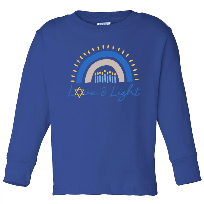 Love and Light Hanukkah Jew Menorah Jewish Chanukah Toddler Long Sleeve Shirt