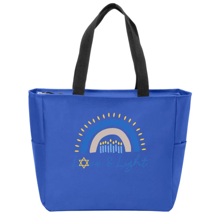 Love and Light Hanukkah Jew Menorah Jewish Chanukah Zip Tote Bag