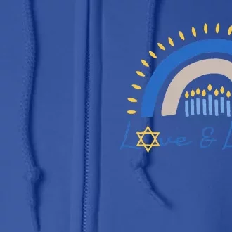 Love and Light Hanukkah Jew Menorah Jewish Chanukah Full Zip Hoodie