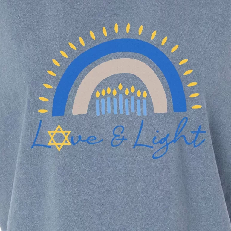 Love and Light Hanukkah Jew Menorah Jewish Chanukah Garment-Dyed Women's Muscle Tee