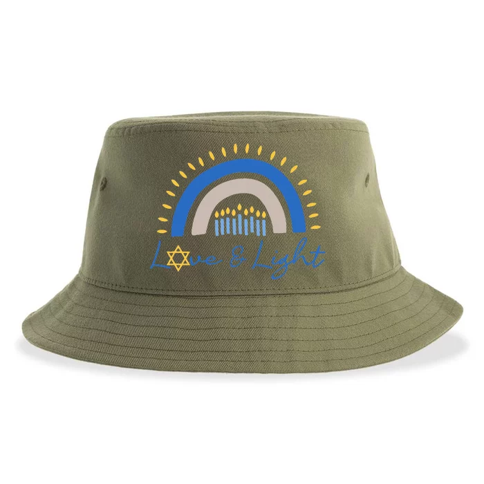 Love and Light Hanukkah Jew Menorah Jewish Chanukah Sustainable Bucket Hat