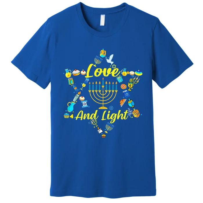 Love and Light Hanukkah Jew Menorah Jewish Chanukah Premium T-Shirt