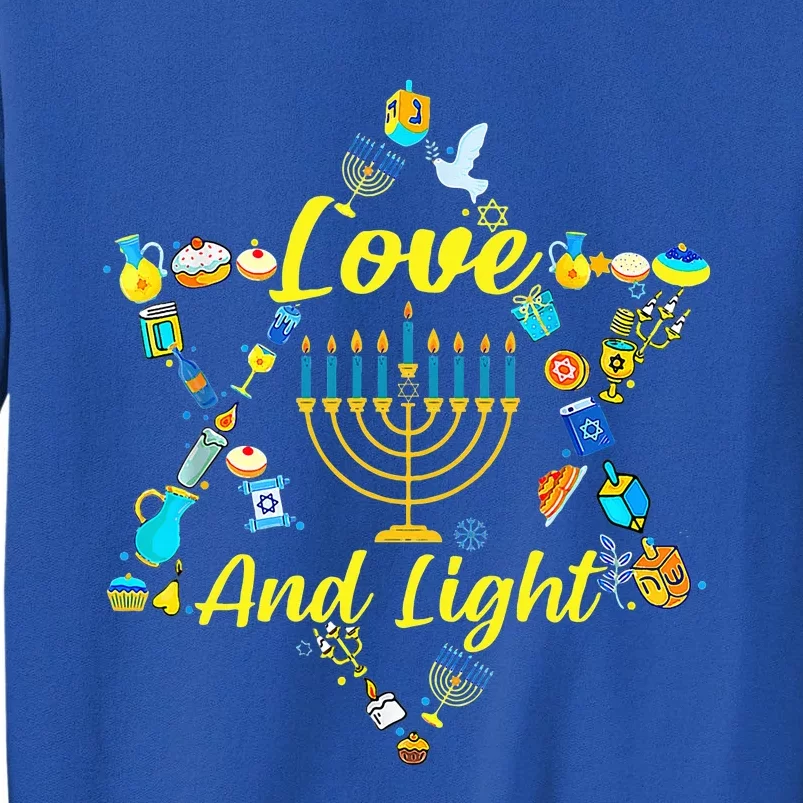 Love and Light Hanukkah Jew Menorah Jewish Chanukah Tall Sweatshirt