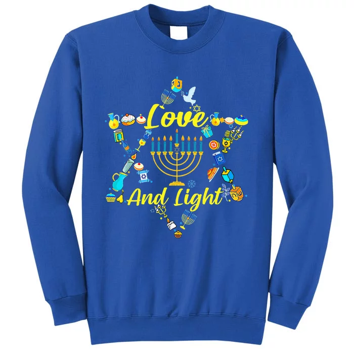 Love and Light Hanukkah Jew Menorah Jewish Chanukah Tall Sweatshirt