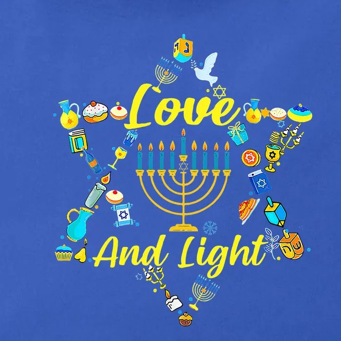 Love and Light Hanukkah Jew Menorah Jewish Chanukah Zip Tote Bag