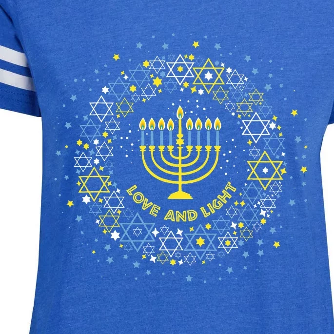 Love and Light Hanukkah Jew Menorah Jewish Chanukah Enza Ladies Jersey Football T-Shirt