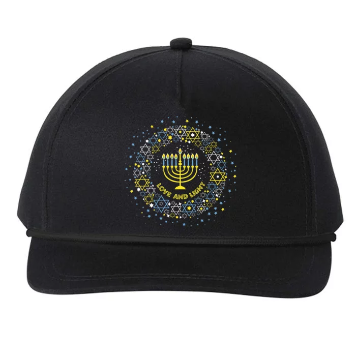 Love and Light Hanukkah  Jew Menorah Jewish Chanukah Snapback Five-Panel Rope Hat