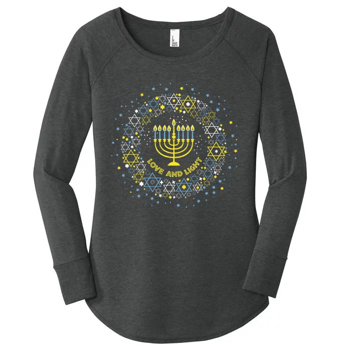 Love and Light Hanukkah  Jew Menorah Jewish Chanukah Women's Perfect Tri Tunic Long Sleeve Shirt