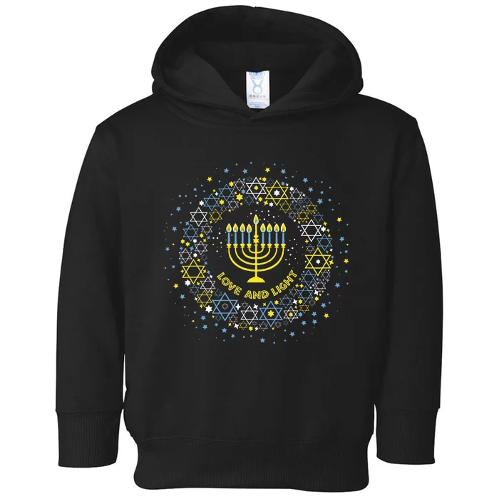 Love and Light Hanukkah  Jew Menorah Jewish Chanukah Toddler Hoodie