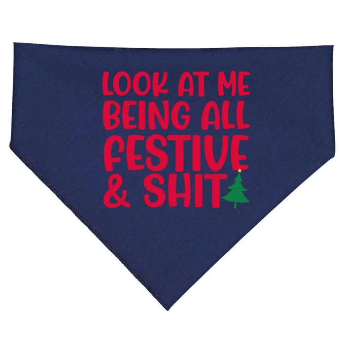 Look At Me Being All Festive & Shit Funny Christmas Meme USA-Made Doggie Bandana