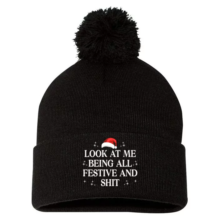 Look At Me Being All Festive And Shits Funny Xmaschristmas Hoodie Pom Pom 12in Knit Beanie