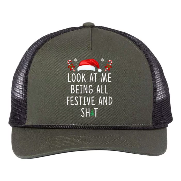 Look At Me Being All Festive And Shit Funny Christmas Tree Retro Rope Trucker Hat Cap