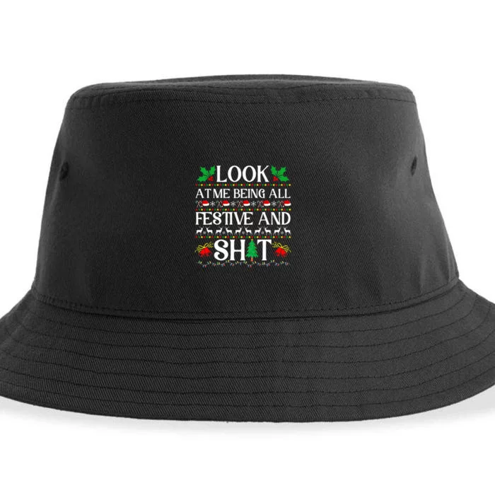 Look At Me Being All Festive And Shit Humorous Christmas Sustainable Bucket Hat