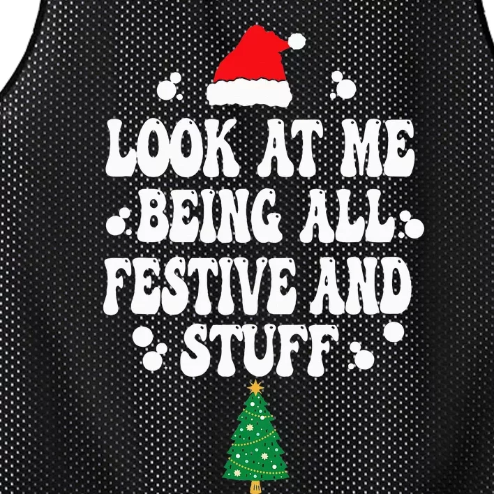 Look at me Being all Festive and Stuff Funny Ugly Sweater Mesh Reversible Basketball Jersey Tank