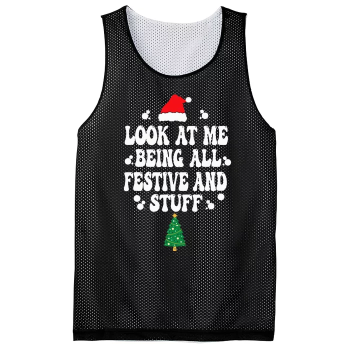 Look at me Being all Festive and Stuff Funny Ugly Sweater Mesh Reversible Basketball Jersey Tank