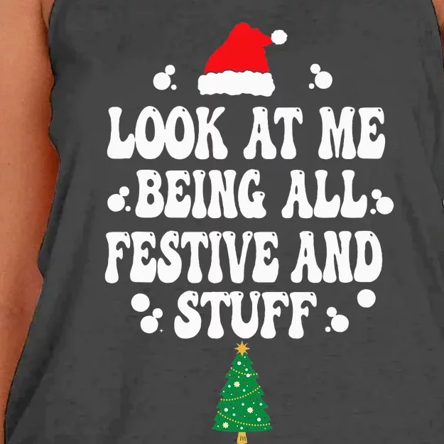 Look at me Being all Festive and Stuff Funny Ugly Sweater Women's Knotted Racerback Tank