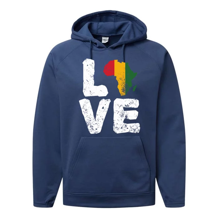 Love Africa Map Juneteenth Black History Month Melanin Blm Gift Performance Fleece Hoodie