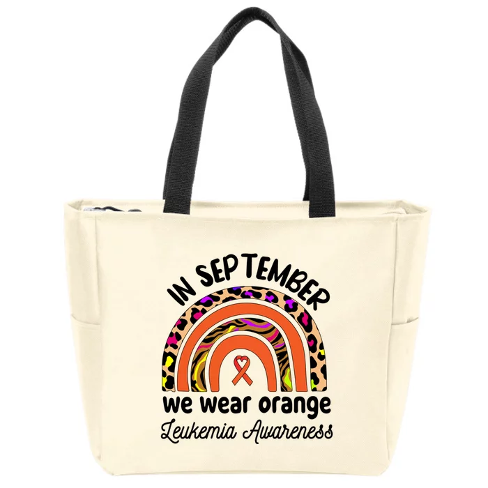 Leukemia Awareness Month Funny Gift Rainbow We Wear Orange Cool Gift Zip Tote Bag