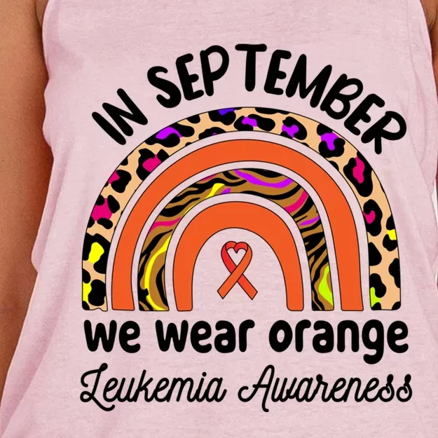 Leukemia Awareness Month Funny Gift Rainbow We Wear Orange Cool Gift Women's Knotted Racerback Tank