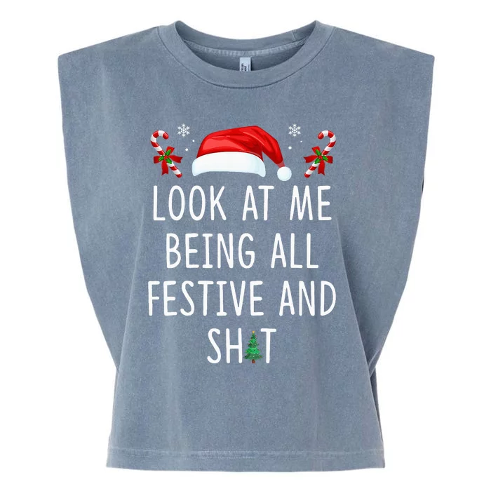 Look At Me Being All Festive And Funny Christmas Tree Garment-Dyed Women's Muscle Tee