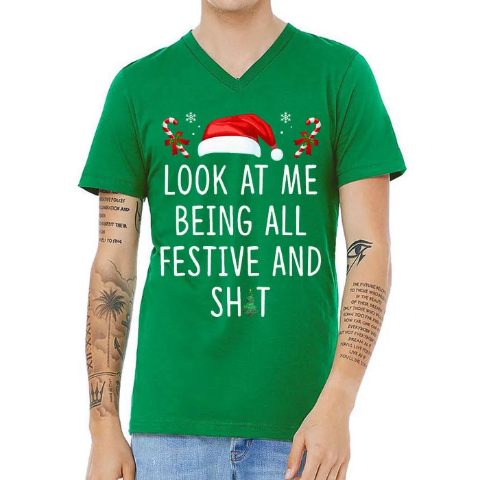 Look At Me Being All Festive And Funny Christmas Tree V-Neck T-Shirt