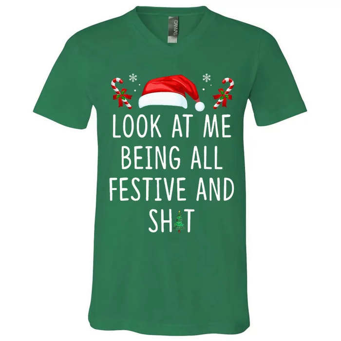 Look At Me Being All Festive And Funny Christmas Tree V-Neck T-Shirt