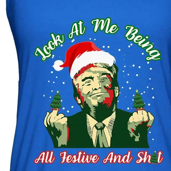 Look At Me Being All Festive Trump Christmas Ladies Essential Flowy Tank