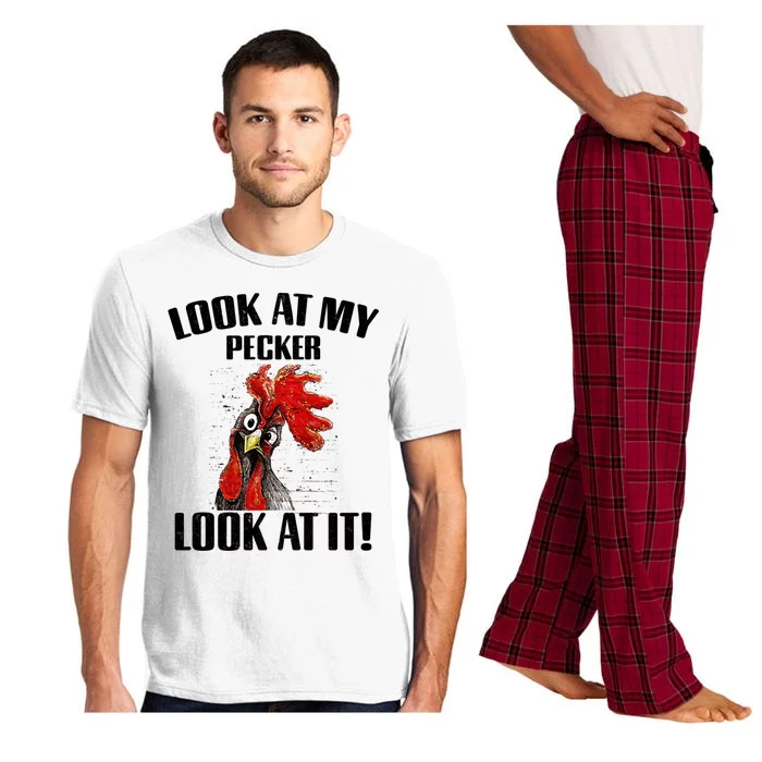 Look At My Pecker Look At It Funny Chicken Design Gift Pajama Set