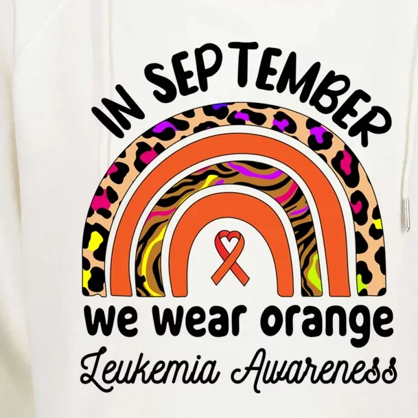 Leukemia Awareness Month Great Gift Rainbow We Wear Orange Funny Gift Womens Funnel Neck Pullover Hood