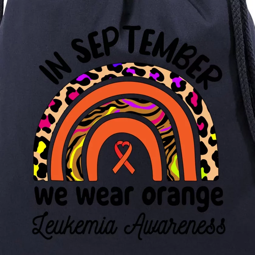 Leukemia Awareness Month Great Gift Rainbow We Wear Orange Funny Gift Drawstring Bag