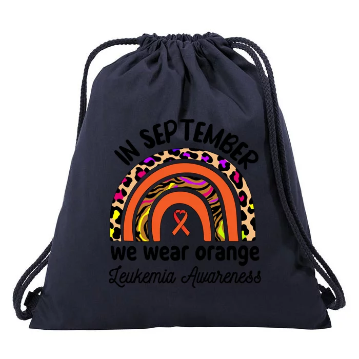 Leukemia Awareness Month Great Gift Rainbow We Wear Orange Funny Gift Drawstring Bag