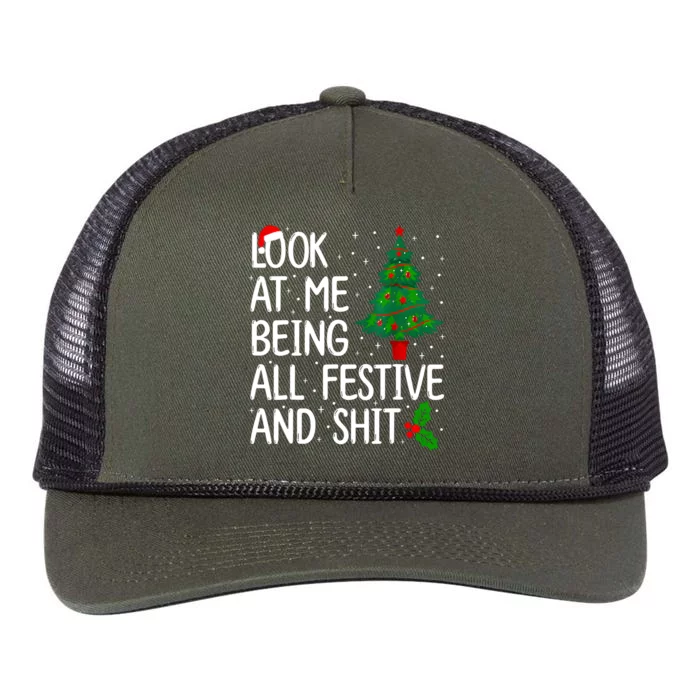 Look At Me Being All Festive And Shits Christmas Sweater Retro Rope Trucker Hat Cap