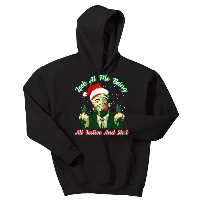 Look At Me Being All Festive Funny Trump Christmas Kids Hoodie