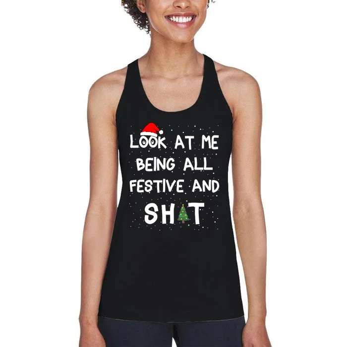 Look At Me Being All Festive Christmas Matching Family Women's Racerback Tank