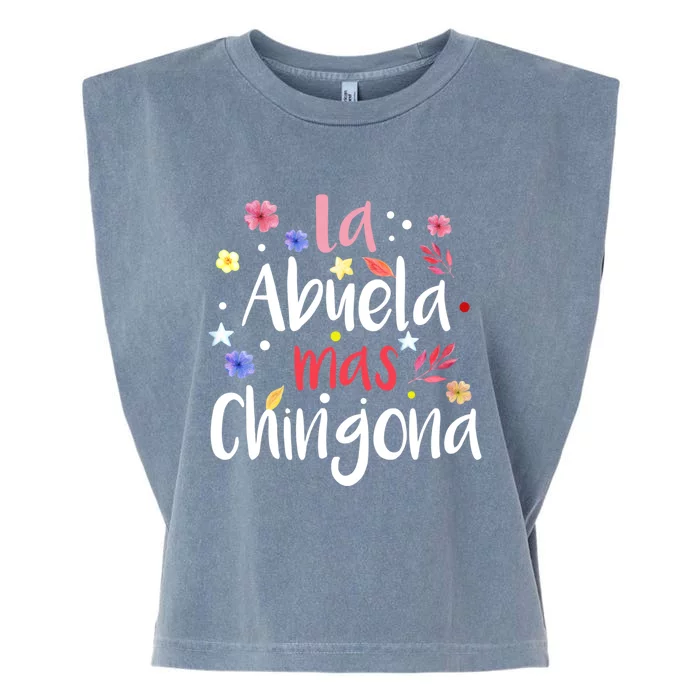 La Abuela Mas Chingona Spanish Grandma Floral Gift Garment-Dyed Women's Muscle Tee