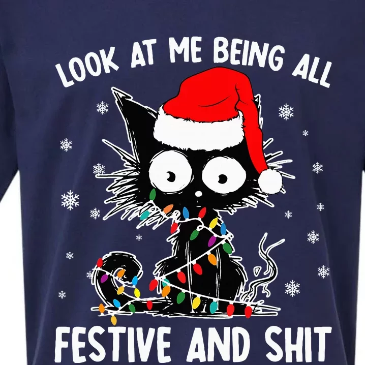 Look At Me Being All Festive And Shits Cat Christmas Sueded Cloud Jersey T-Shirt