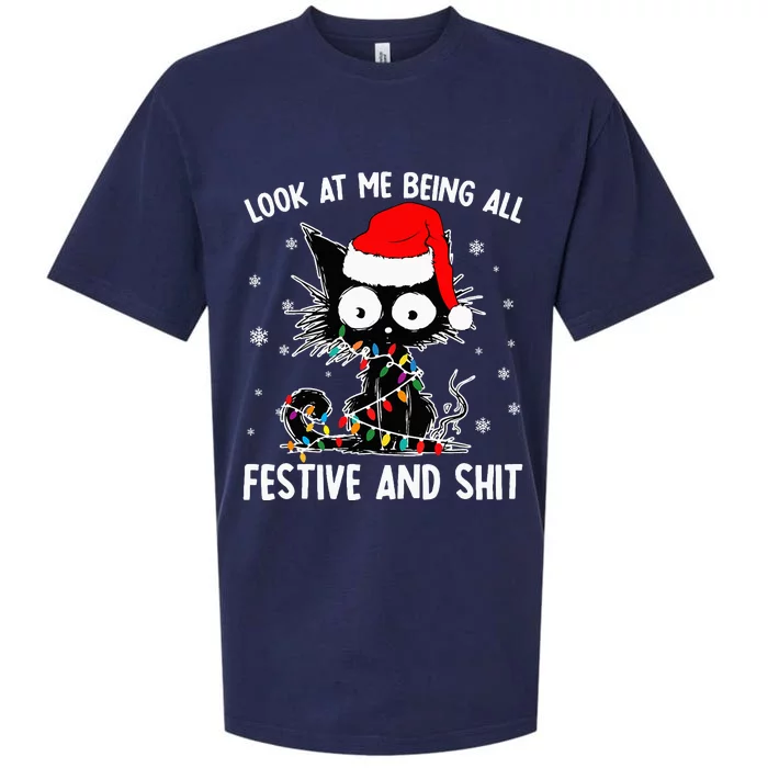 Look At Me Being All Festive And Shits Cat Christmas Sueded Cloud Jersey T-Shirt