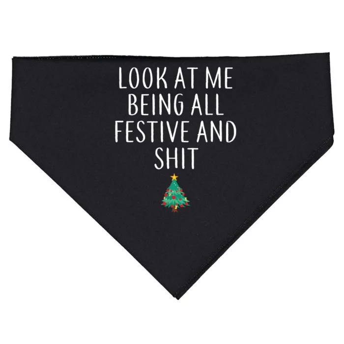 Look At Me Being All Festive And Shits Humorous Xmas USA-Made Doggie Bandana