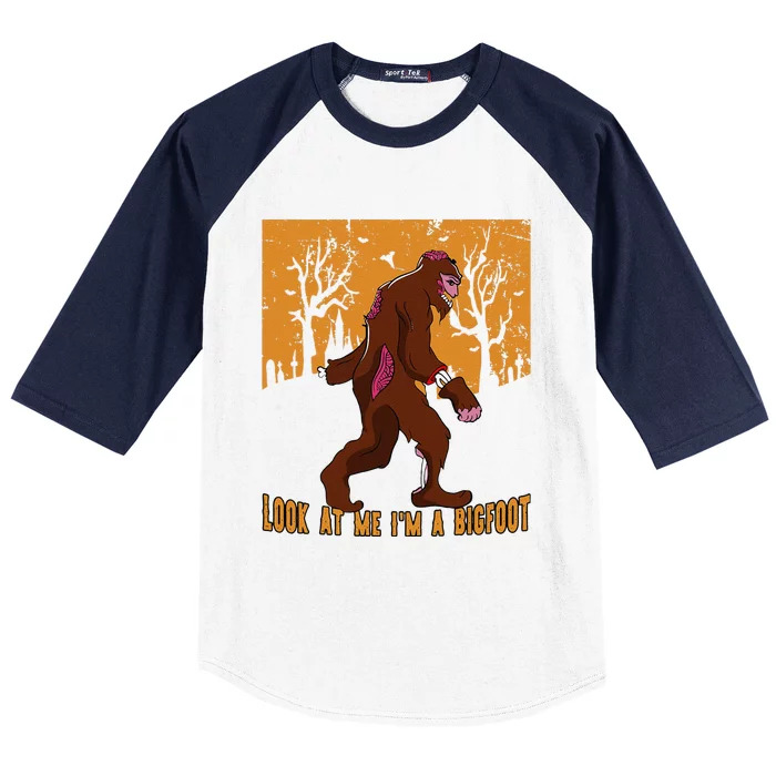 Look At Me Im A Bigfoot Halloween Costume Bigfoot Gift Funny Baseball Sleeve Shirt