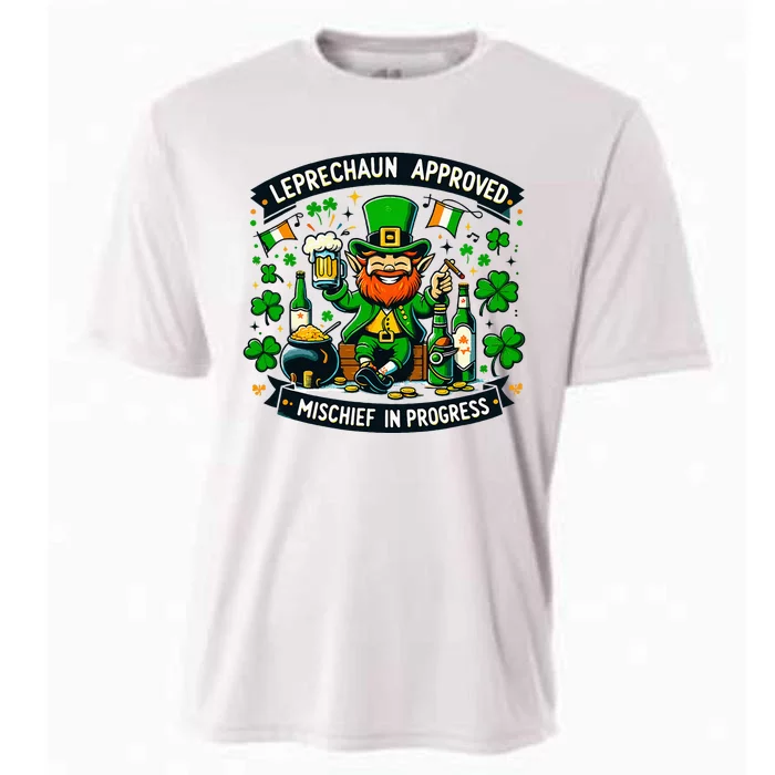 Leprechaun Approved Mischief In Progress Funny St. PatrickS Cooling Performance Crew T-Shirt