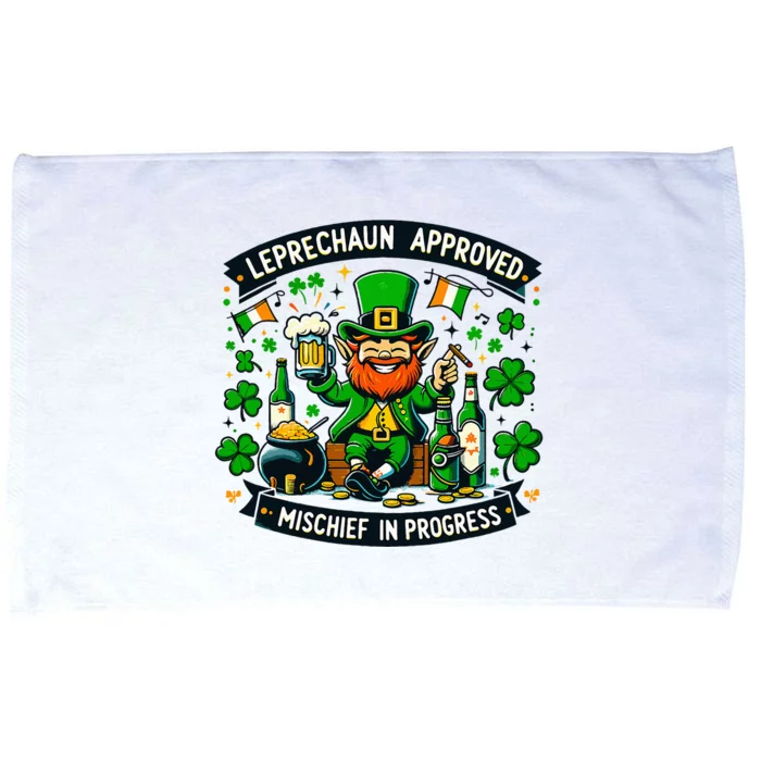 Leprechaun Approved Mischief In Progress Funny St. PatrickS Microfiber Hand Towel