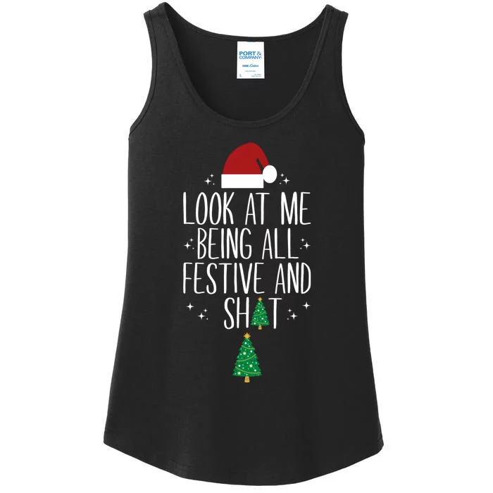 Look At Me Being All Festive And Shits Funny Xmas Christmas Ladies Essential Tank